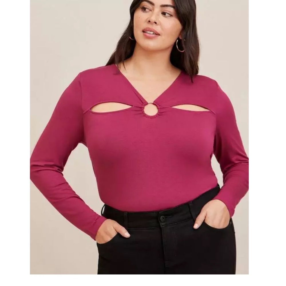 Torrid super soft long sleeve cutout with o-ring detail nwt size 4